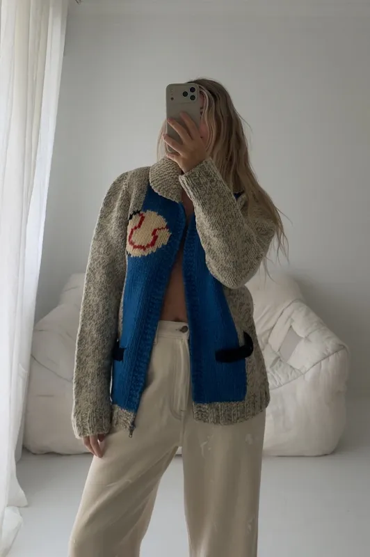 1960s Baseball Wool Cardigan made by Boheme