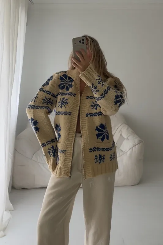 1960s Snow Flake Wool Cardigan made by Boheme