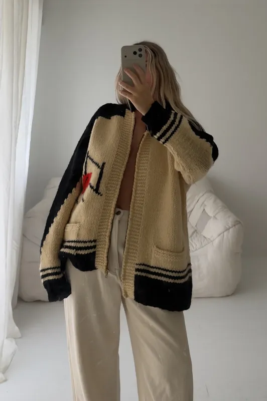 1960s Football Wool Cardigan made by Boheme