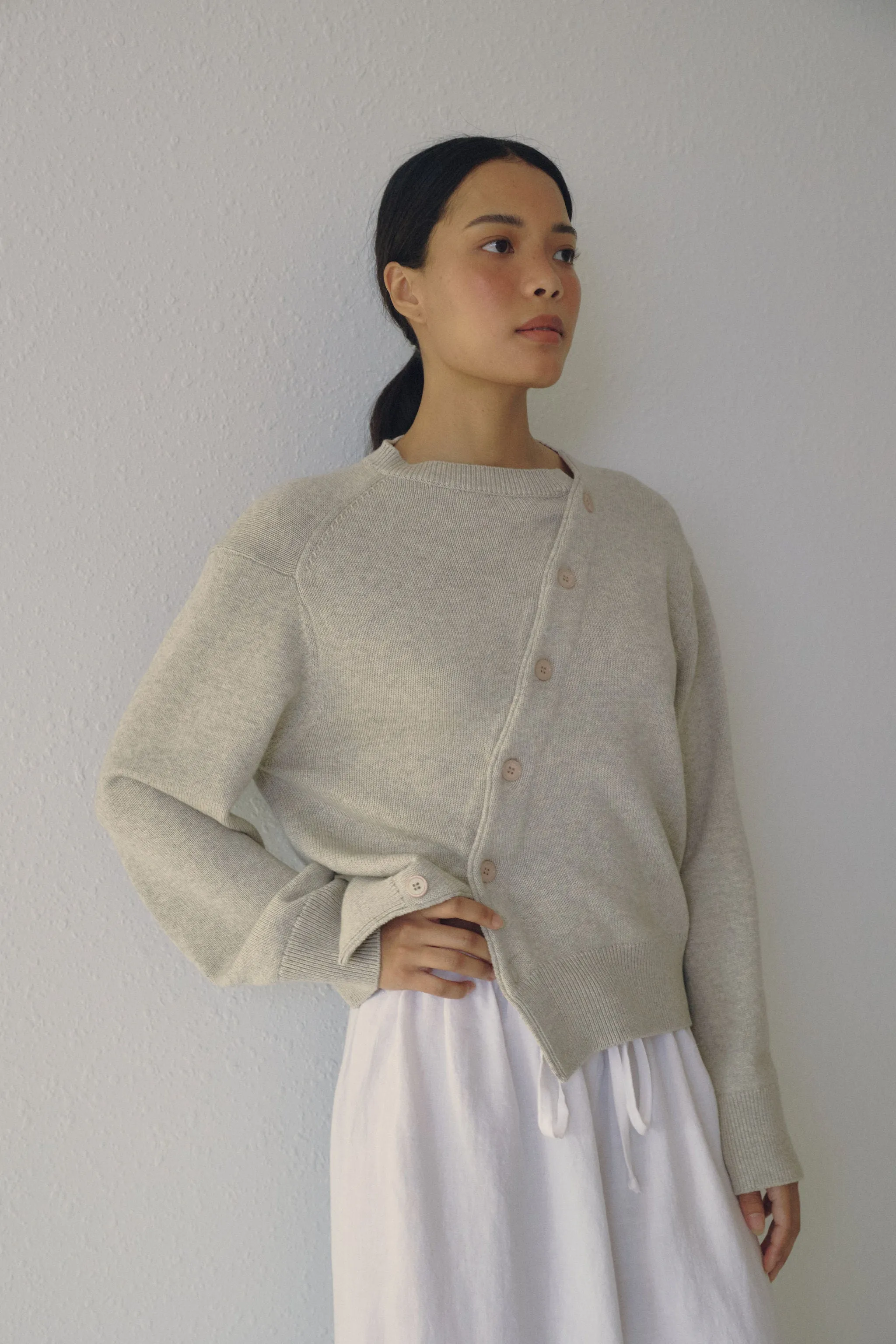 The Asymmetric Knit, Mist sold by Boheme