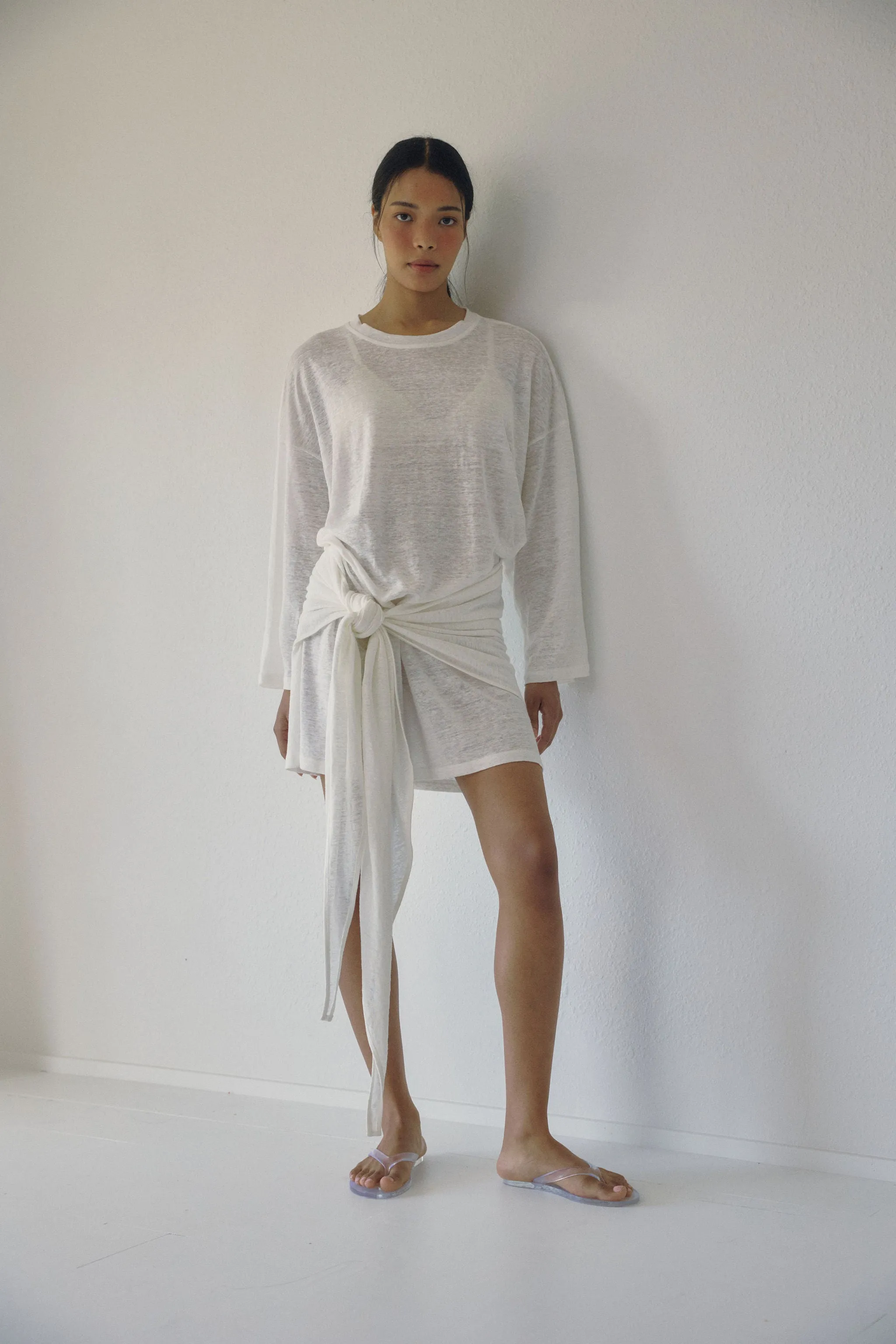 The Wrap Dress - Salt Linen sold by Boheme