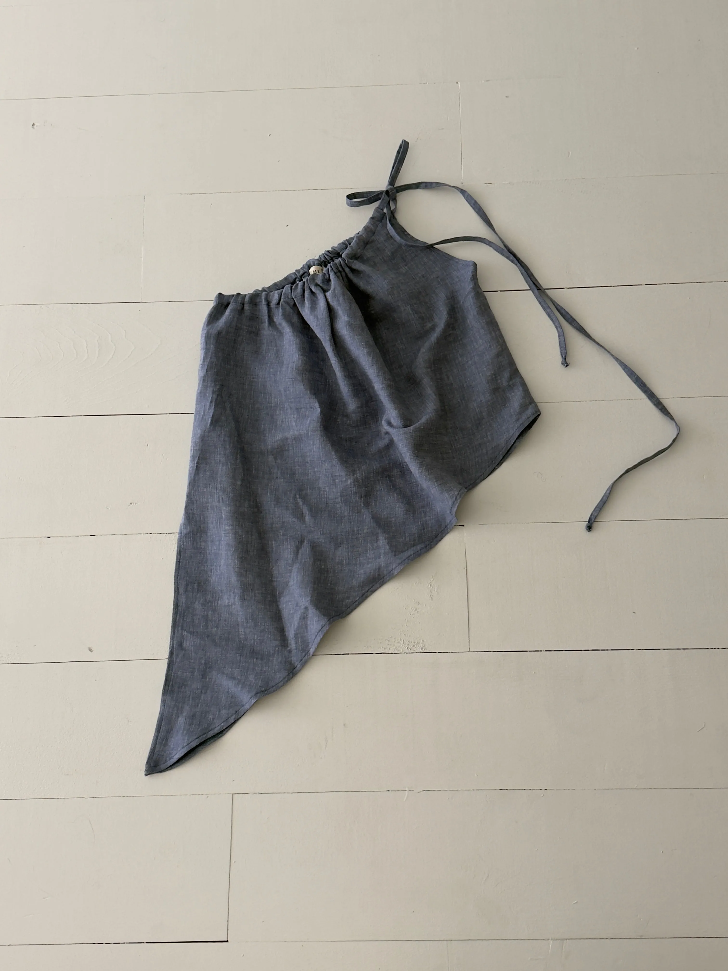 Denim Linen Asymmetric Tank Size 1 sold by Boheme