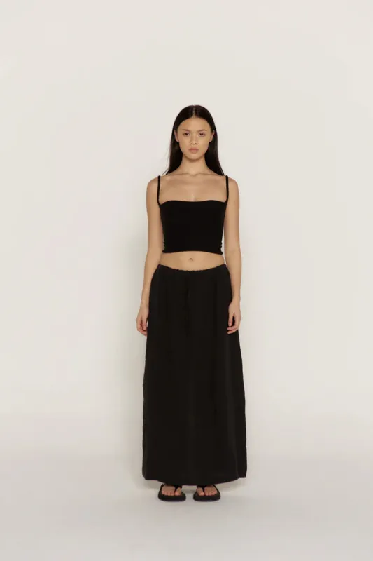 Black Linen Skirt, Size 2 made by Boheme