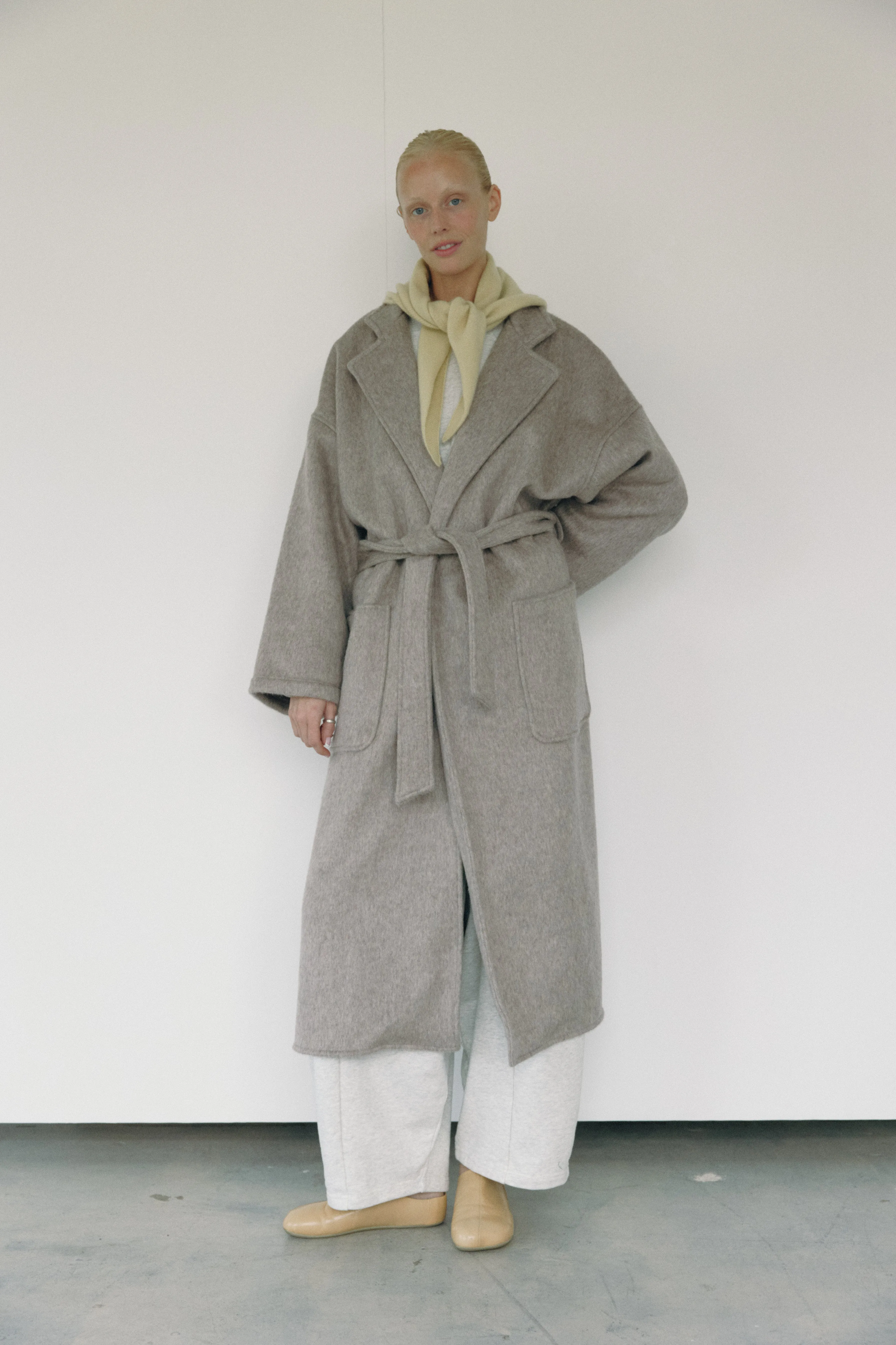 The Wool Wrap Coat - Taupe sold by Boheme