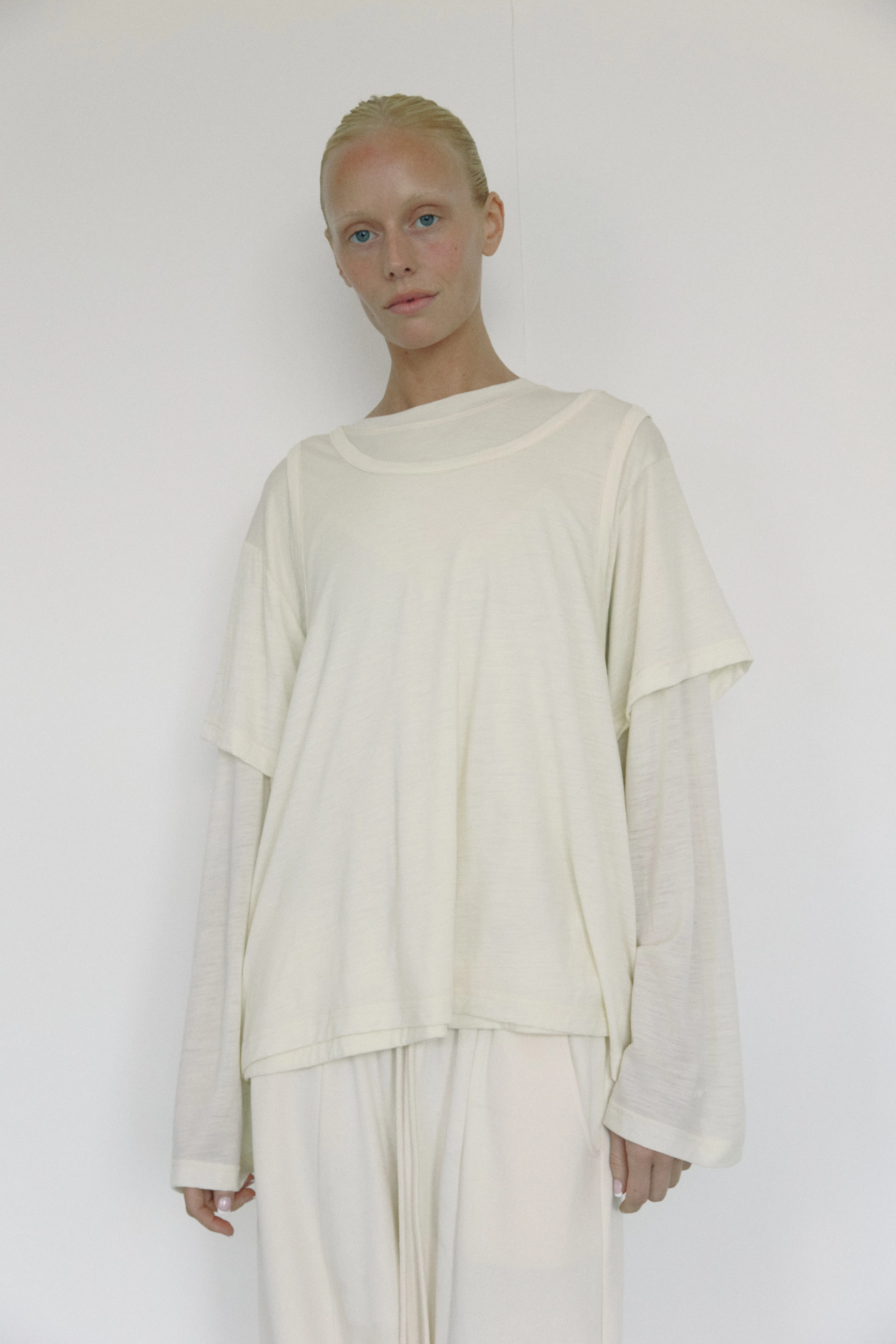 The Merino Wool Layered Tee, Cream sold by Boheme product image thumbnail 2