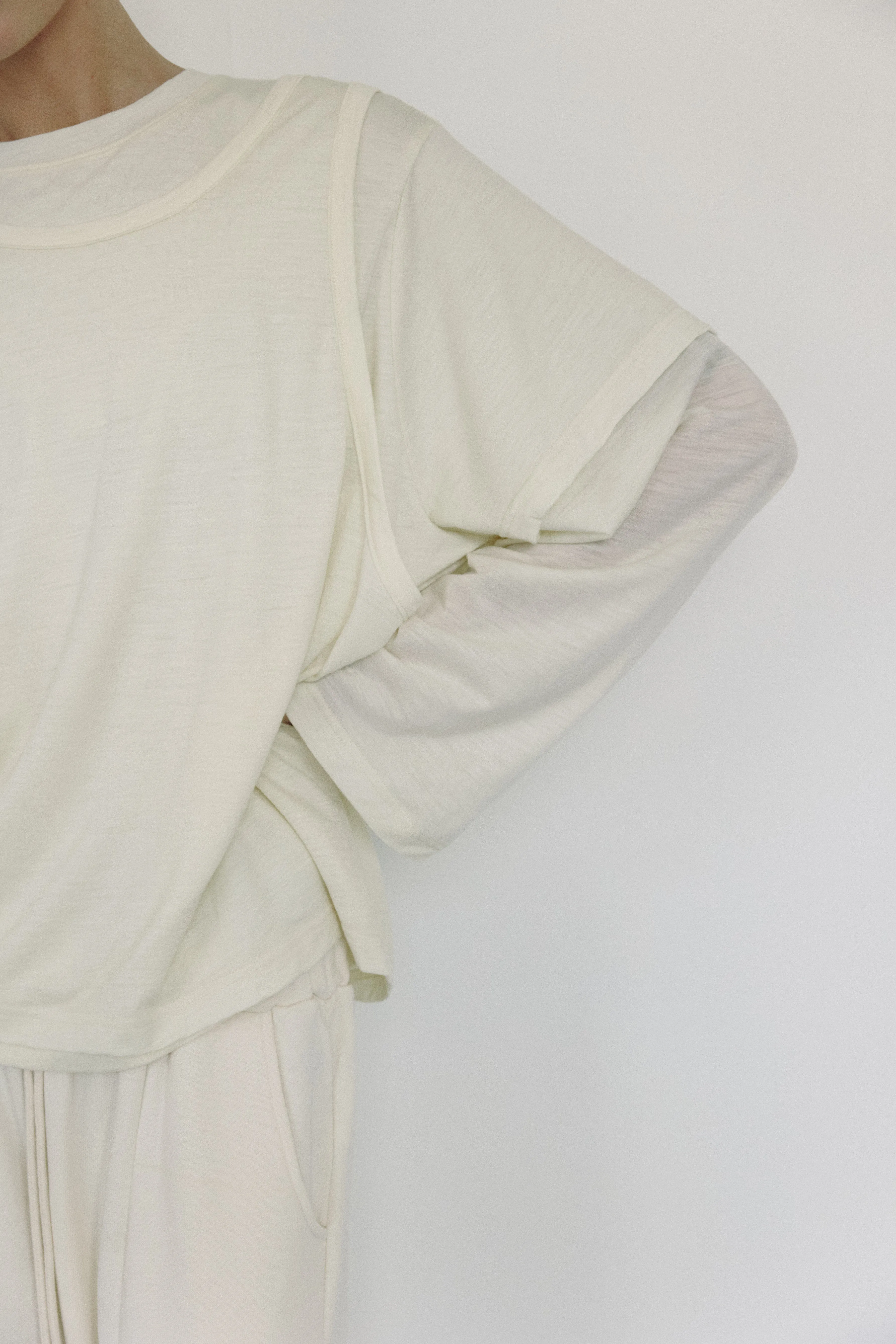 The Merino Wool Layered Tee, Cream sold by Boheme product image thumbnail 3