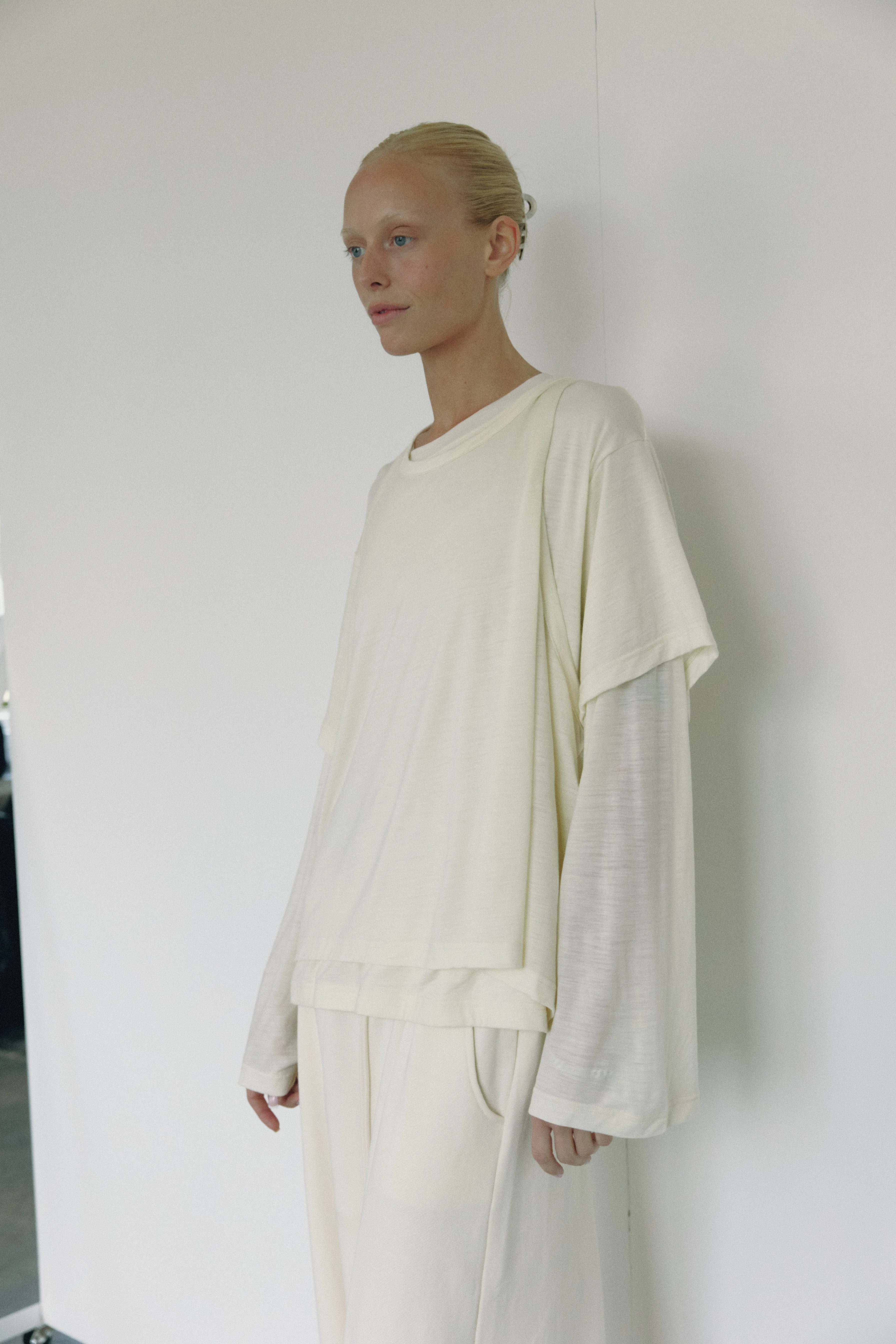 The Merino Wool Layered Tee, Cream sold by Boheme product image thumbnail 4