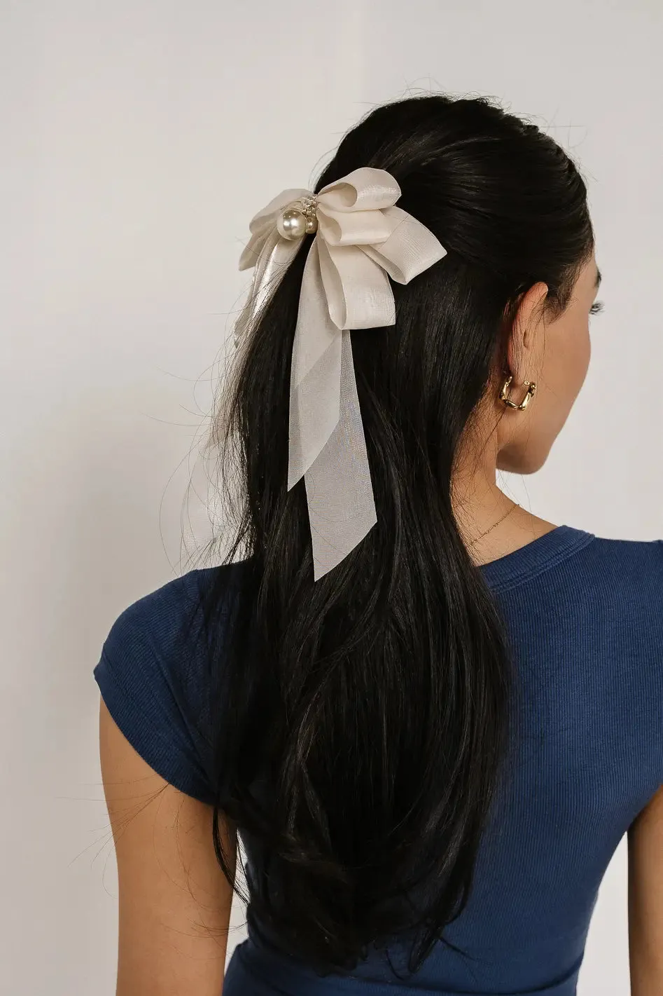 Chiffon Bow Hair Clip in Champagne sold by bohme product image thumbnail 2