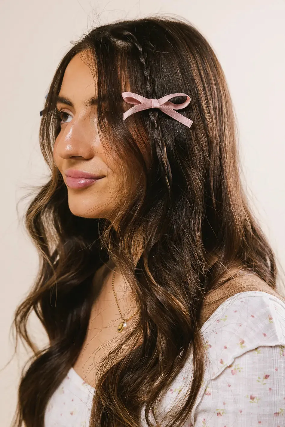 Bow Hair Clip Set in Pink - FINAL SALE sold by bohme product image thumbnail 2
