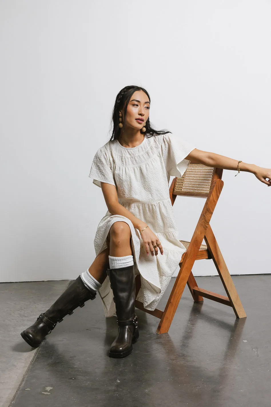 Neve Textured Midi Dress in Ivory - FINAL SALE sold by bohme product image thumbnail 5