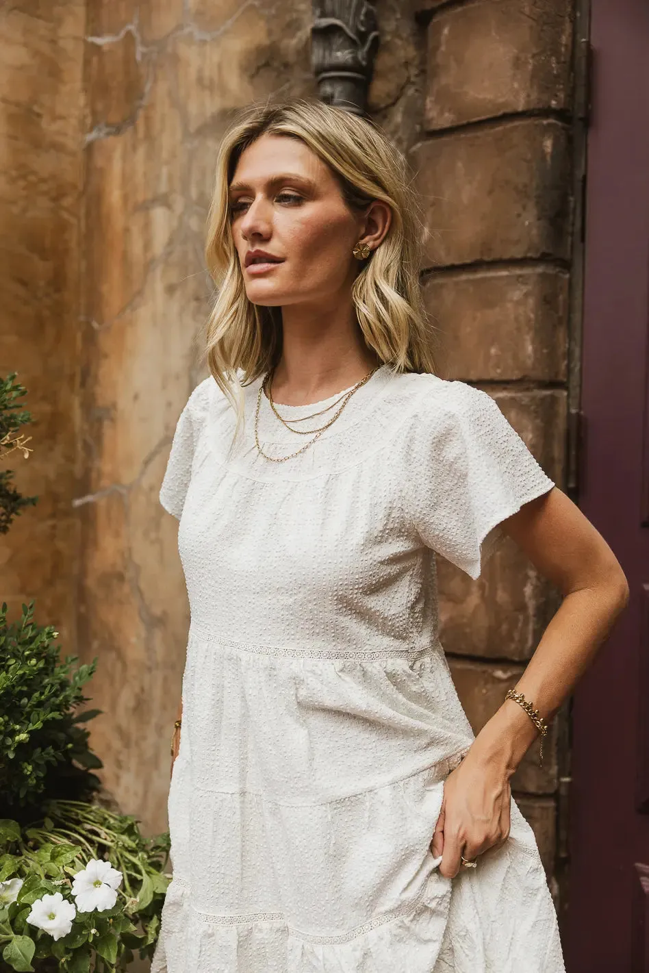 Neve Textured Midi Dress in Ivory - FINAL SALE sold by bohme product image thumbnail 2