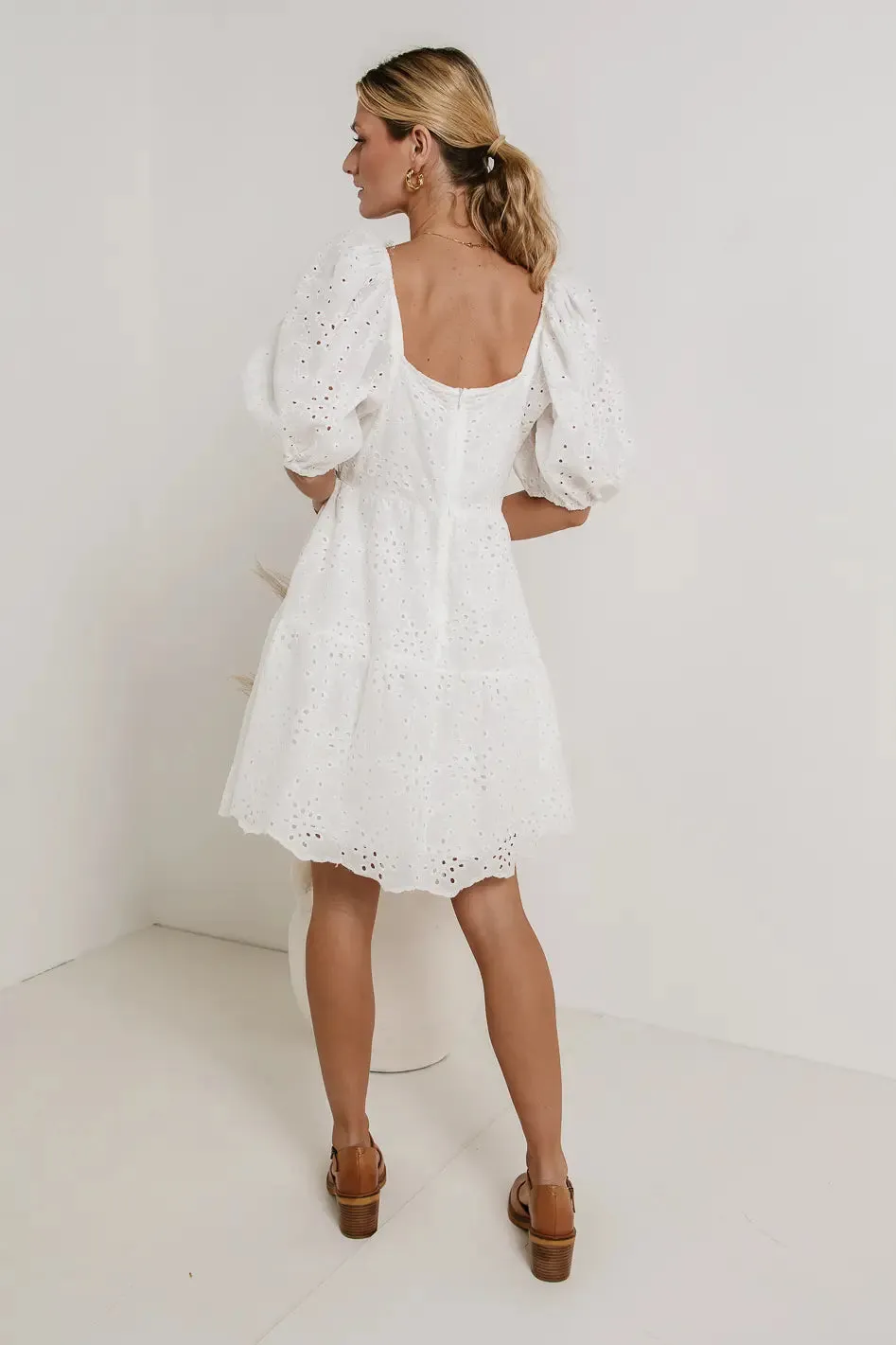 Jaime Eyelet Mini Dress in White - FINAL SALE sold by bohme product image thumbnail 2