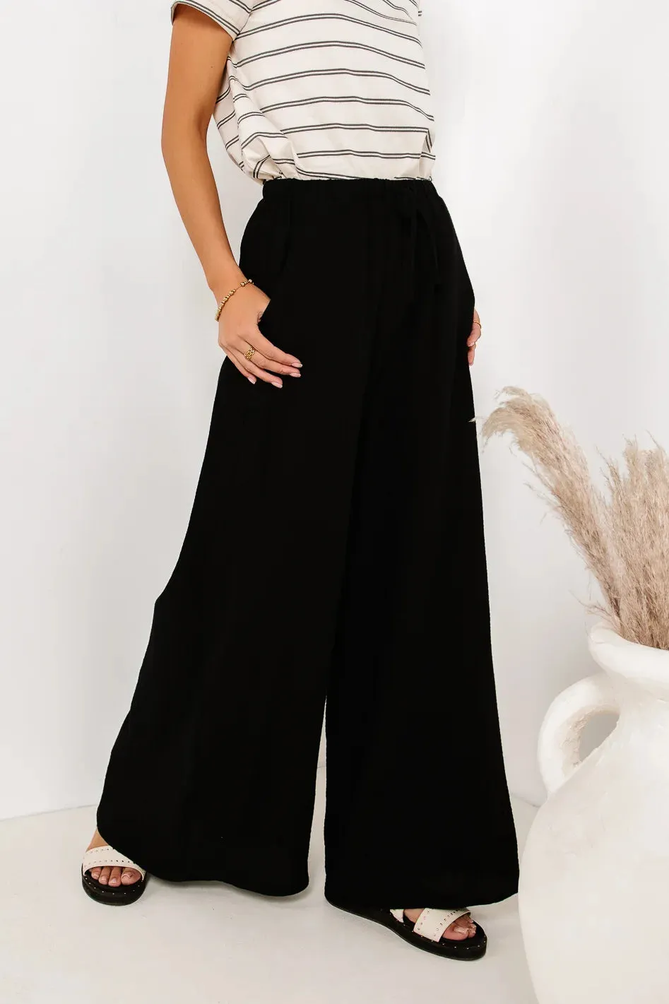 Brandi Wide Leg Pants in Black sold by bohme