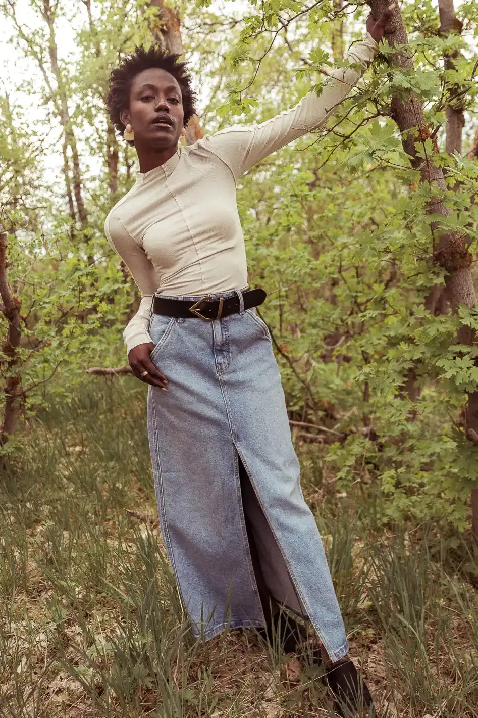 Capone Denim Maxi Skirt - FINAL SALE sold by bohme product image thumbnail 3