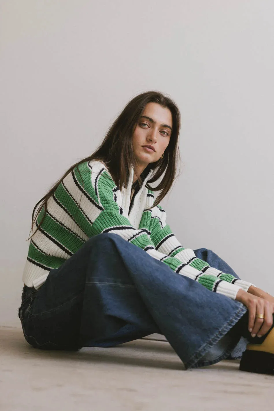 Kandy Half Zip Sweater in Green - FINAL SALE sold by bohme product image thumbnail 5