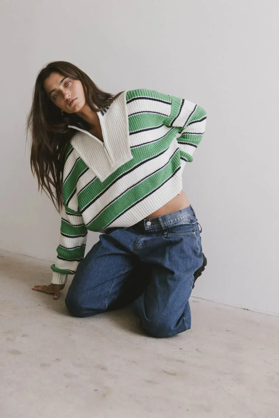 Kandy Half Zip Sweater in Green - FINAL SALE sold by bohme product image thumbnail 4
