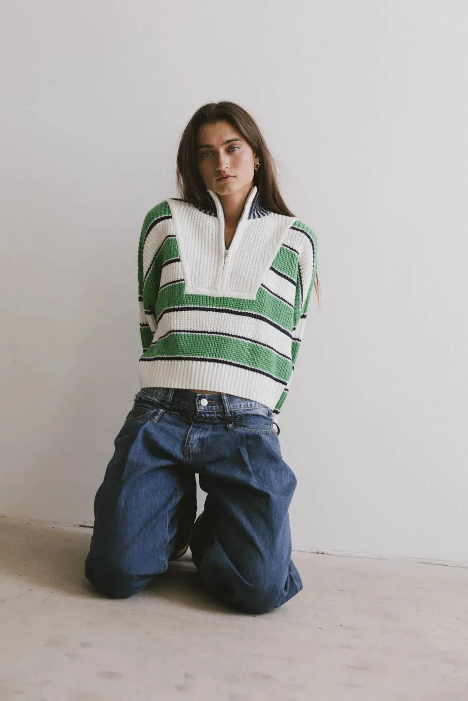 Kandy Half Zip Sweater in Green - FINAL SALE sold by bohme product image thumbnail 3