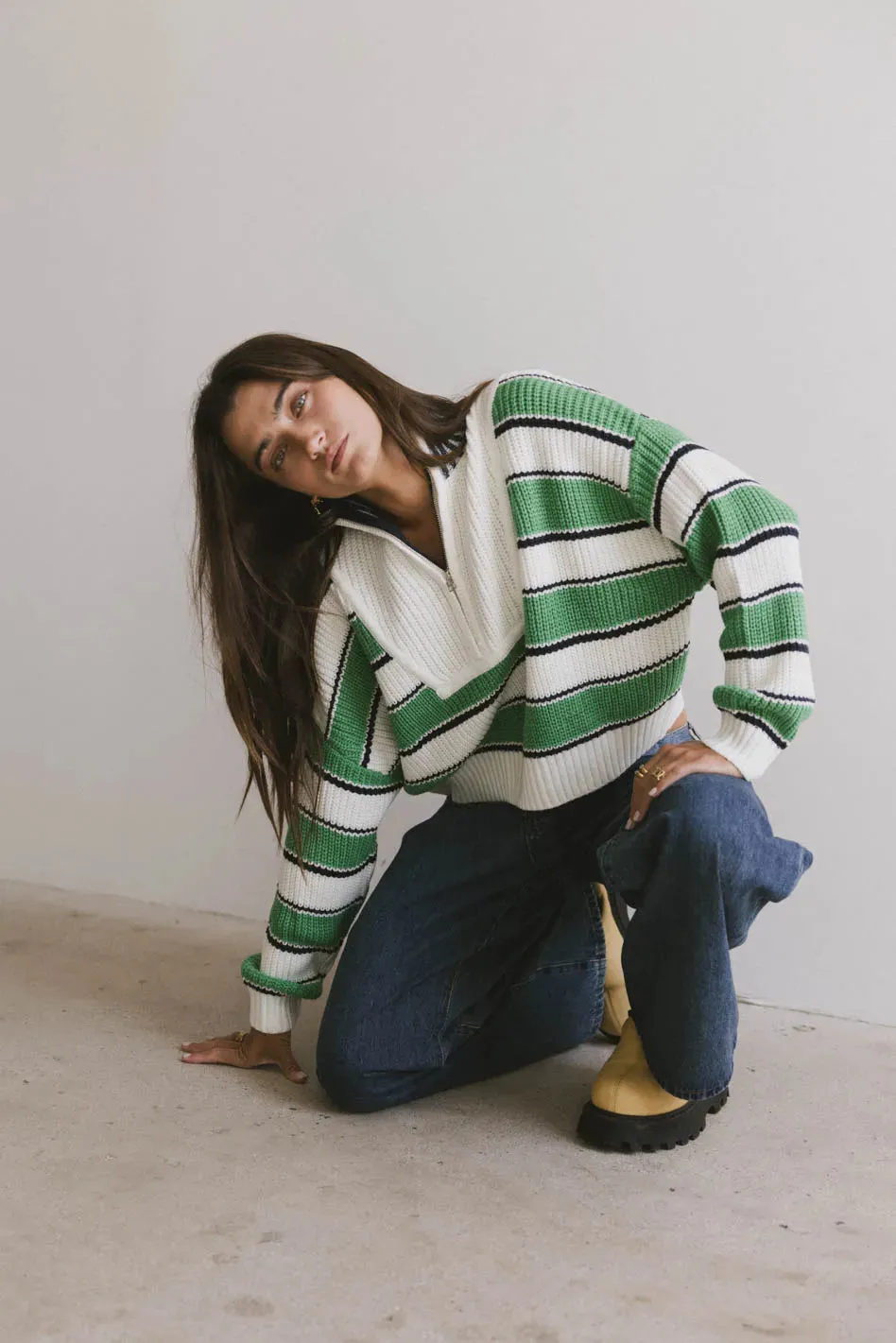 Kandy Half Zip Sweater in Green - FINAL SALE sold by bohme product image thumbnail 2