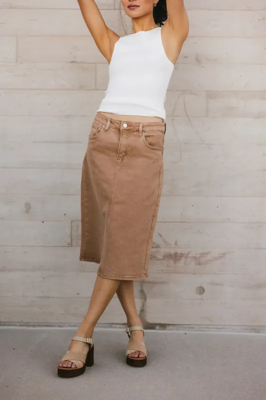 Jordan Denim Skirt in Tan - FINAL SALE sold by bohme