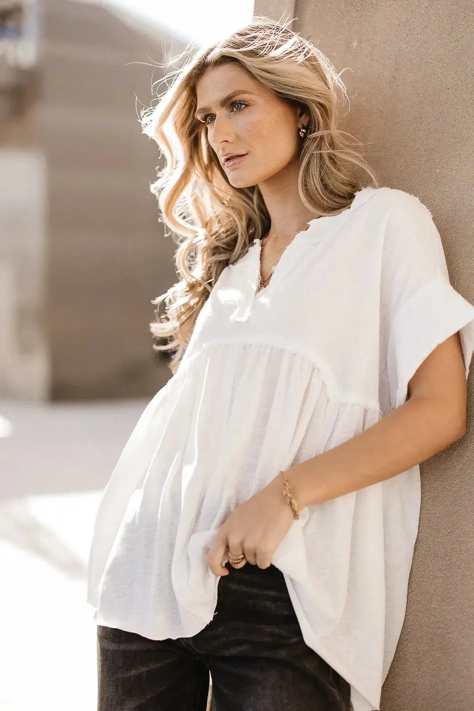 Niki Exposed Seam Top in White - FINAL SALE sold by bohme product image thumbnail 5