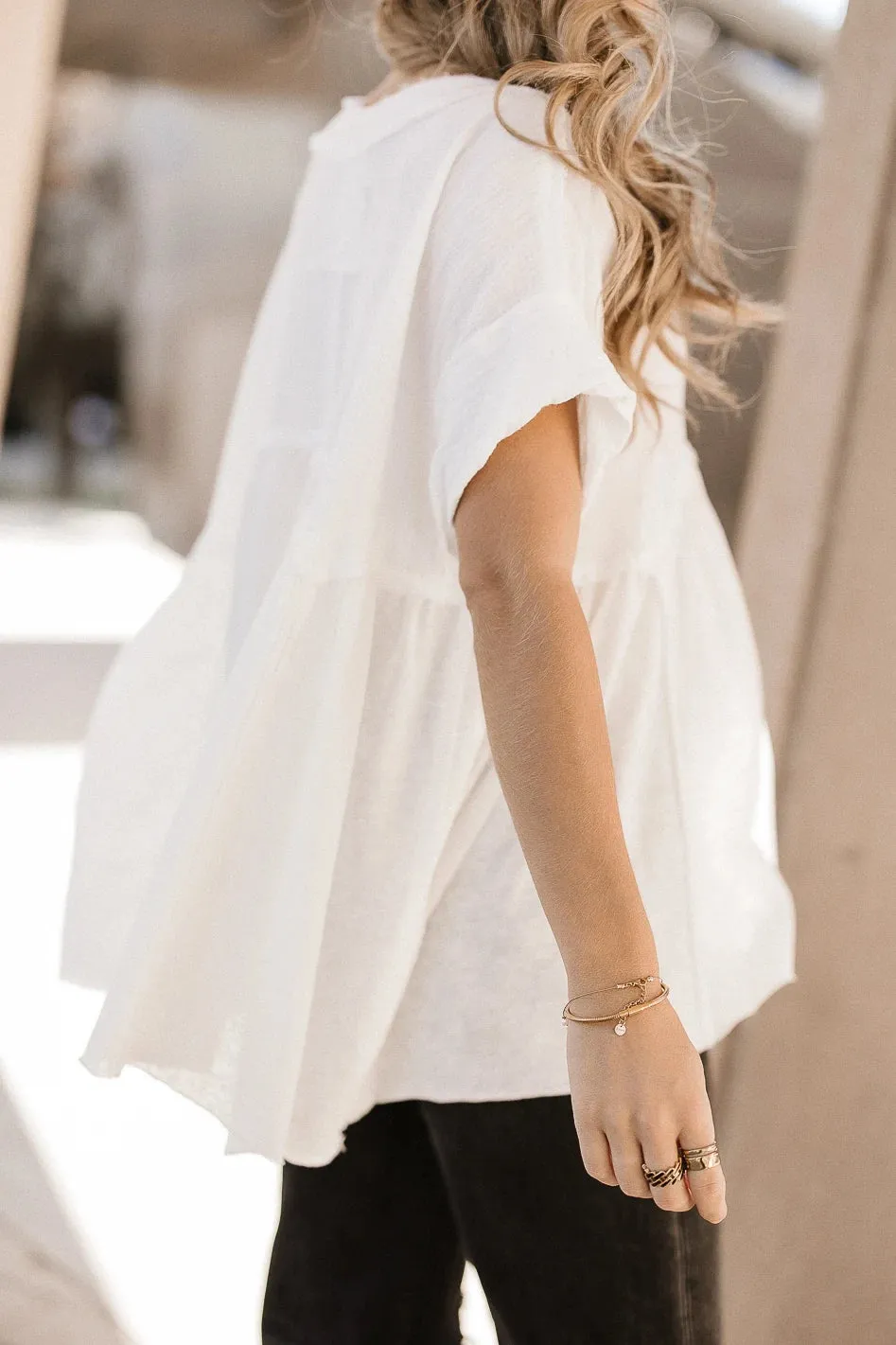 Niki Exposed Seam Top in White - FINAL SALE sold by bohme product image thumbnail 3