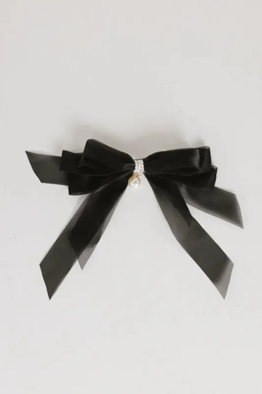 Chiffon Bow Hair Clip in Black - FINAL SALE sold by bohme