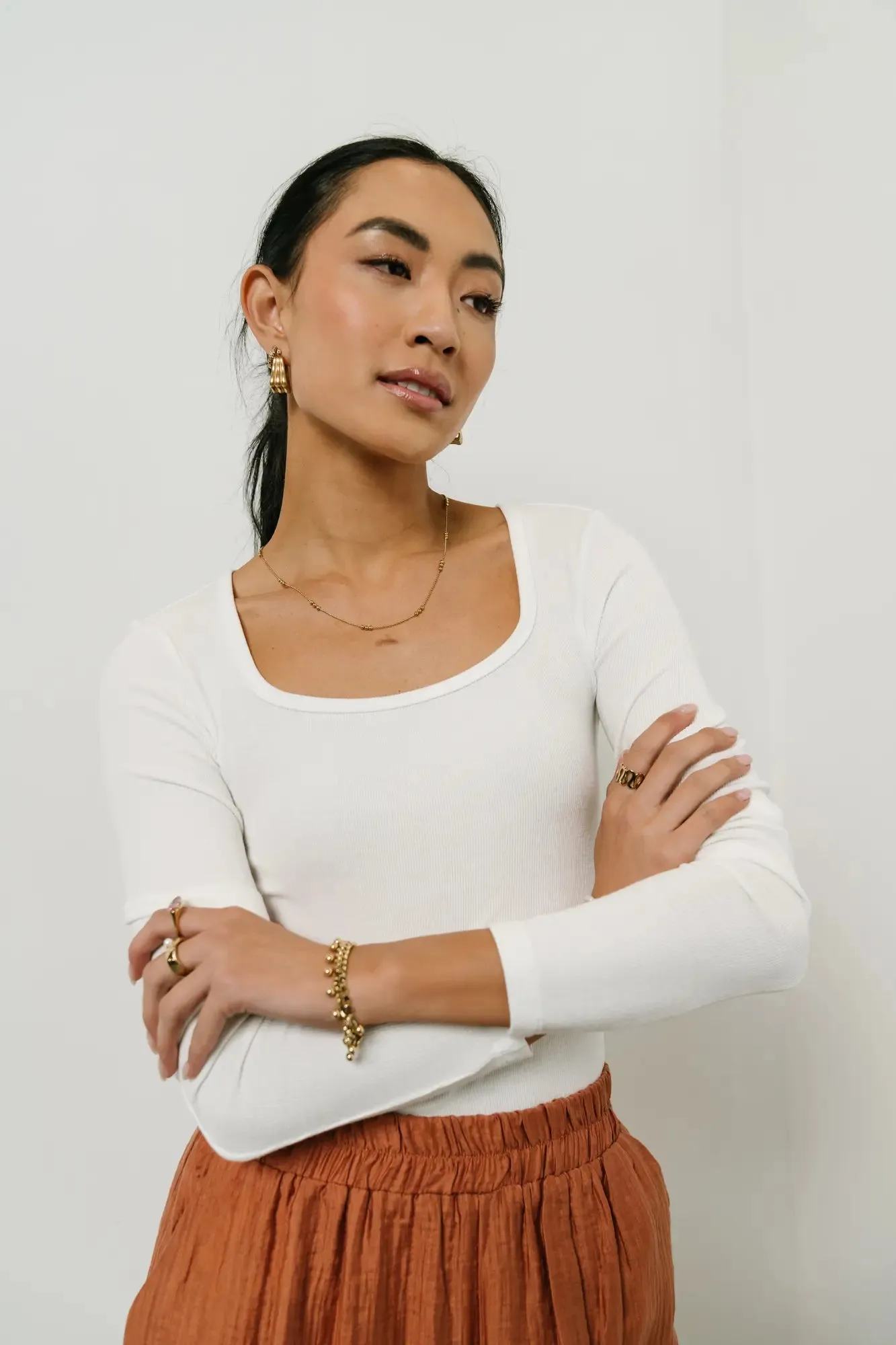 Amy Square Neck Bodysuit in White - FINAL SALE sold by bohme product image thumbnail 4