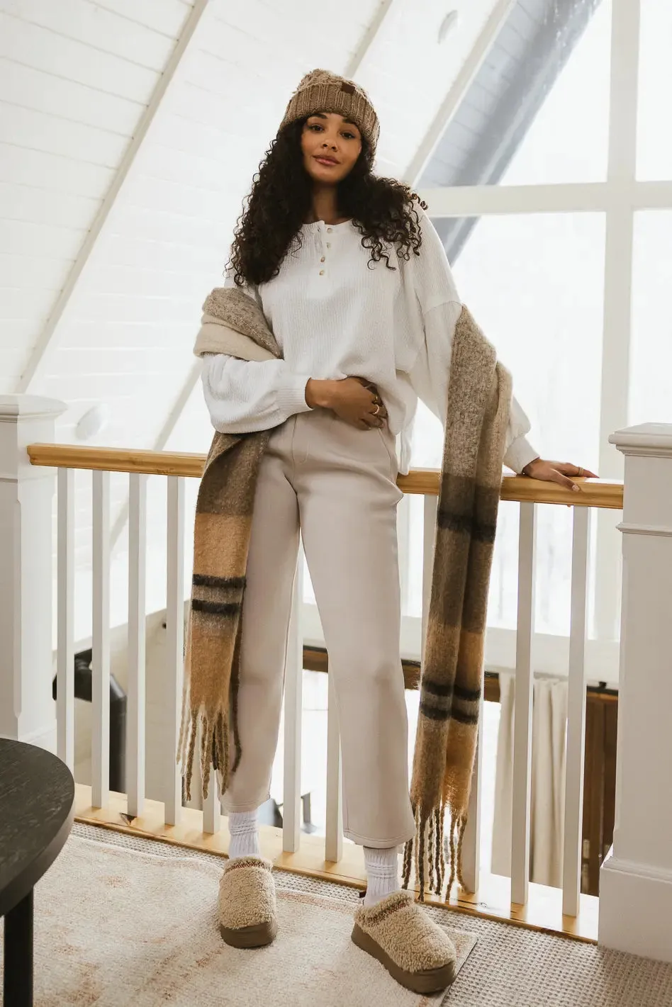 Arabella Ribbed Henley Top in White - FINAL SALE sold by bohme product image thumbnail 3