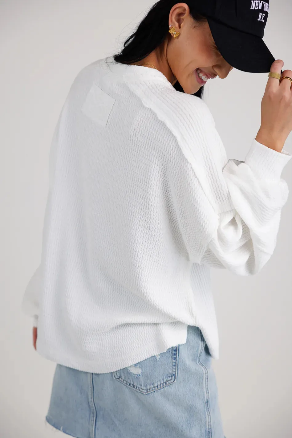 Arabella Ribbed Henley Top in White - FINAL SALE sold by bohme product image thumbnail 2