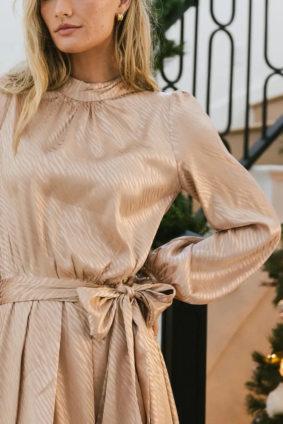 Ariana Zebra Midi Dress in Champagne - FINAL SALE sold by bohme product image thumbnail 2