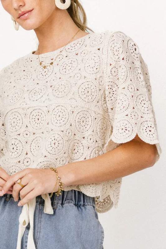 Suzie Crocheted Top in Natural sold by bohme