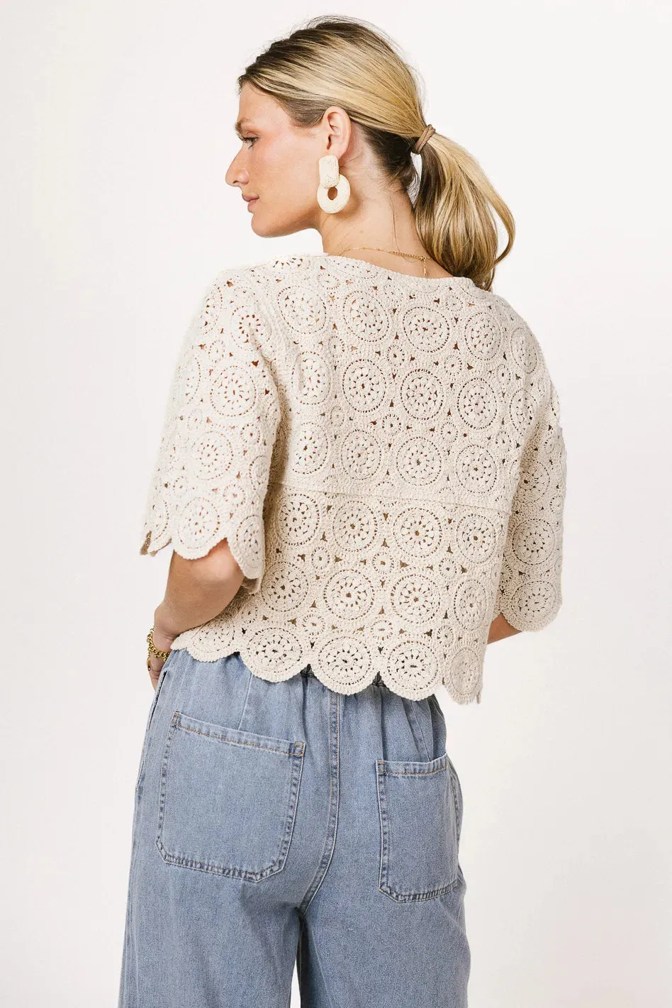 Suzie Crocheted Top in Natural sold by bohme product image thumbnail 2
