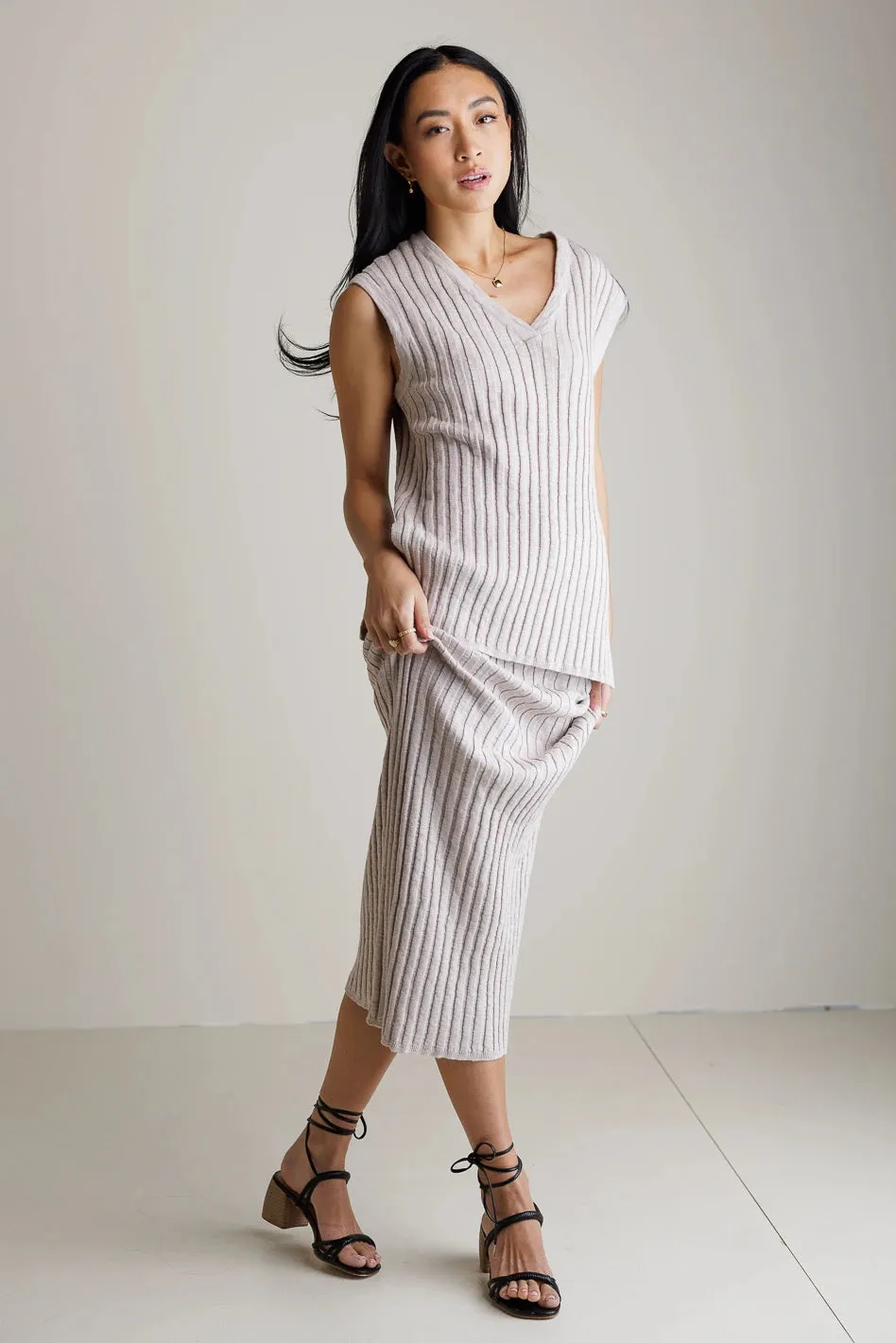 Meilani Ribbed Skirt in Taupe - FINAL SALE sold by bohme product image thumbnail 4