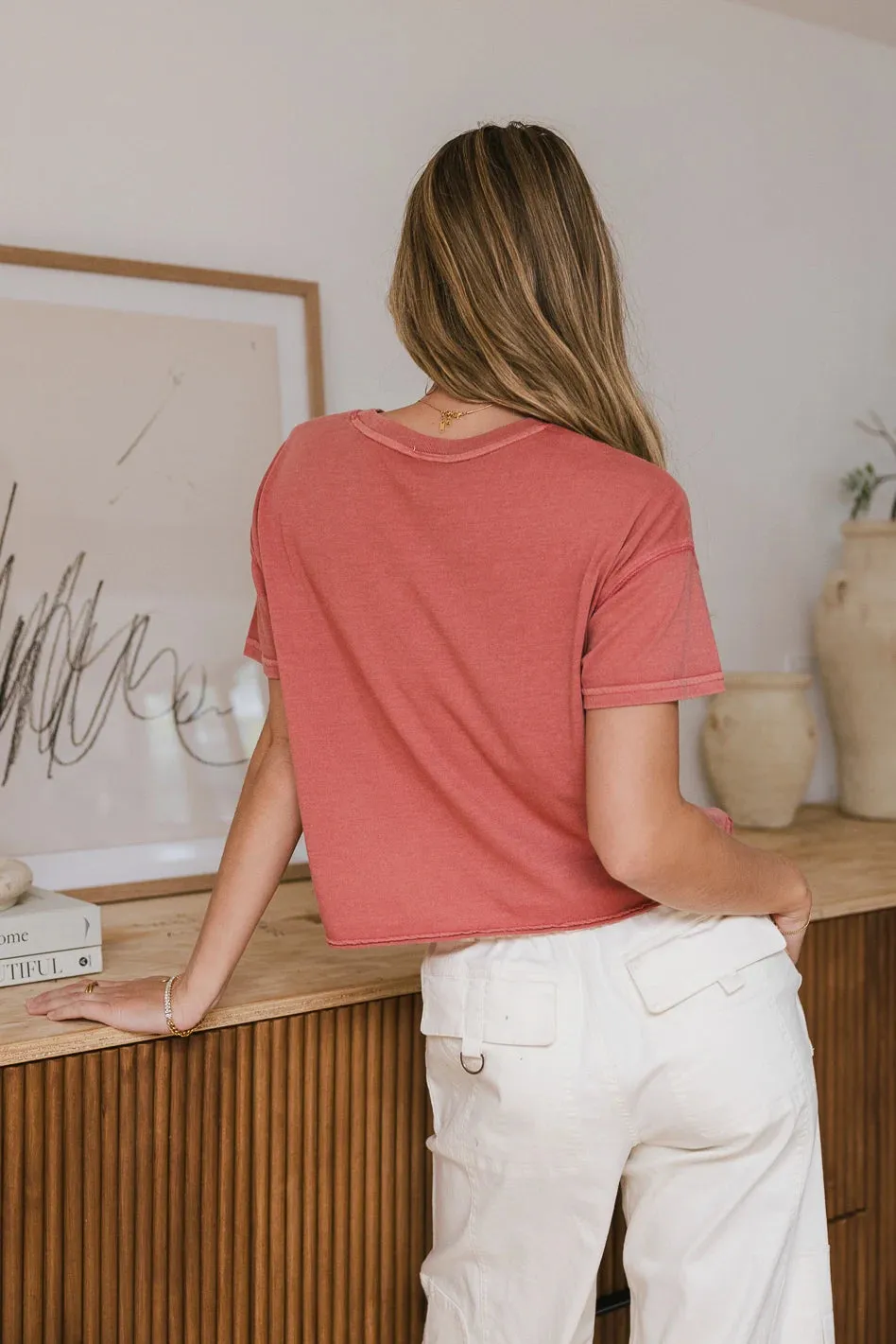 Billie Cropped T-Shirt in Rust - FINAL SALE sold by bohme product image thumbnail 4