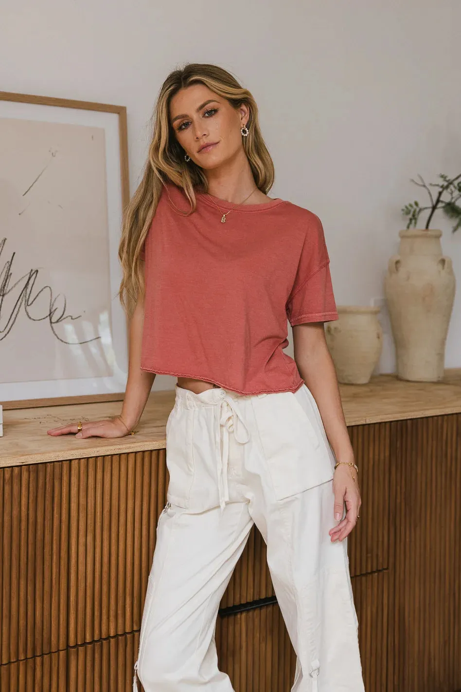 Billie Cropped T-Shirt in Rust - FINAL SALE sold by bohme