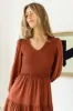 Smocked Tiered Midi Dress in Brown - FINAL SALE sold by bohme