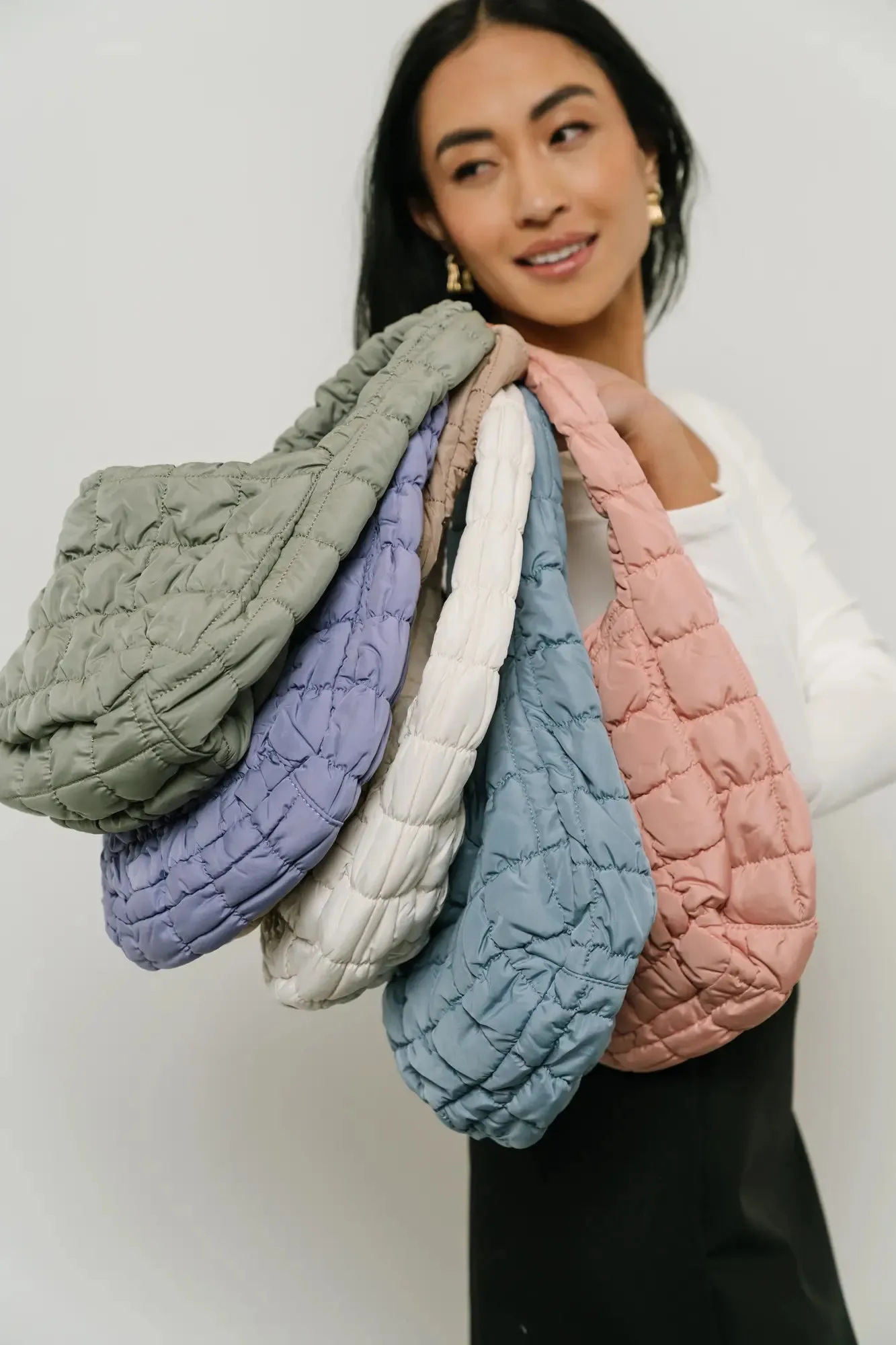 Julia Quilted Bag in Sage sold by bohme