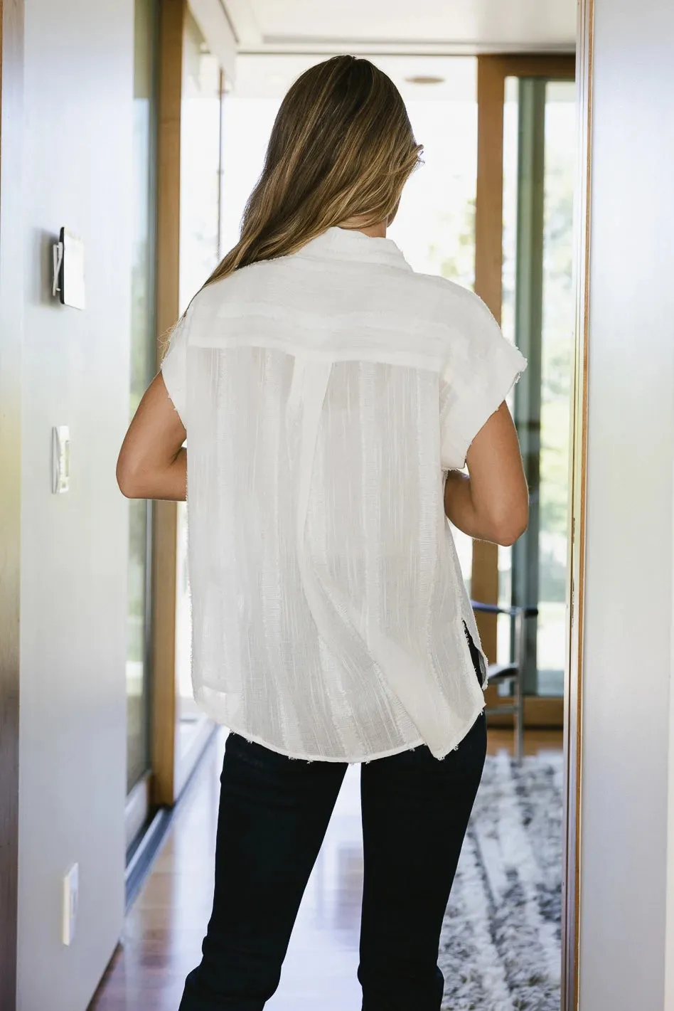 Adrian Textured Button Up in Cream - FINAL SALE sold by bohme product image thumbnail 5