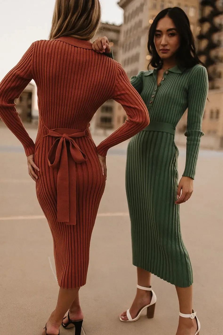 Carden Ribbed Midi Dress in Clay - FINAL SALE sold by bohme product image thumbnail 4