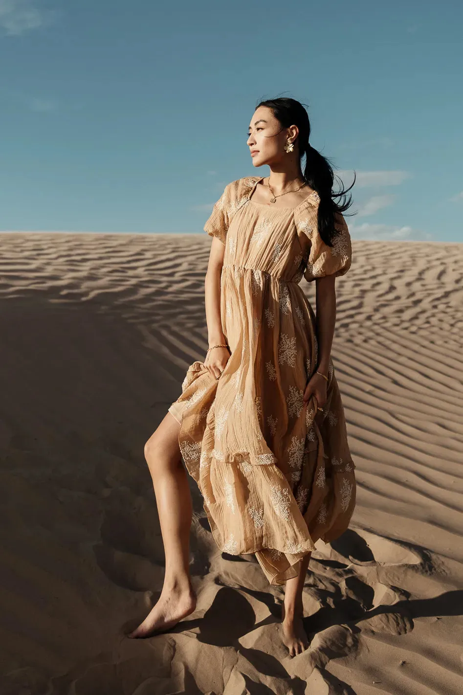 Fool For You Midi Dress in Camel - FINAL SALE sold by bohme