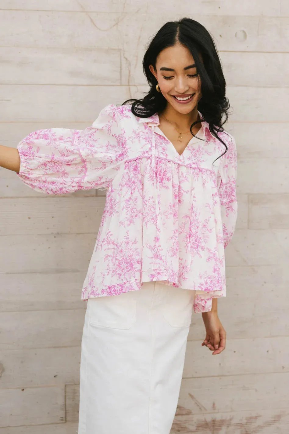 Madison Floral Blouse in Pink - FINAL SALE sold by bohme