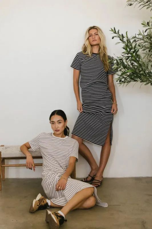 Hudson Striped T-Shirt Dress in Black - FINAL SALE sold by bohme