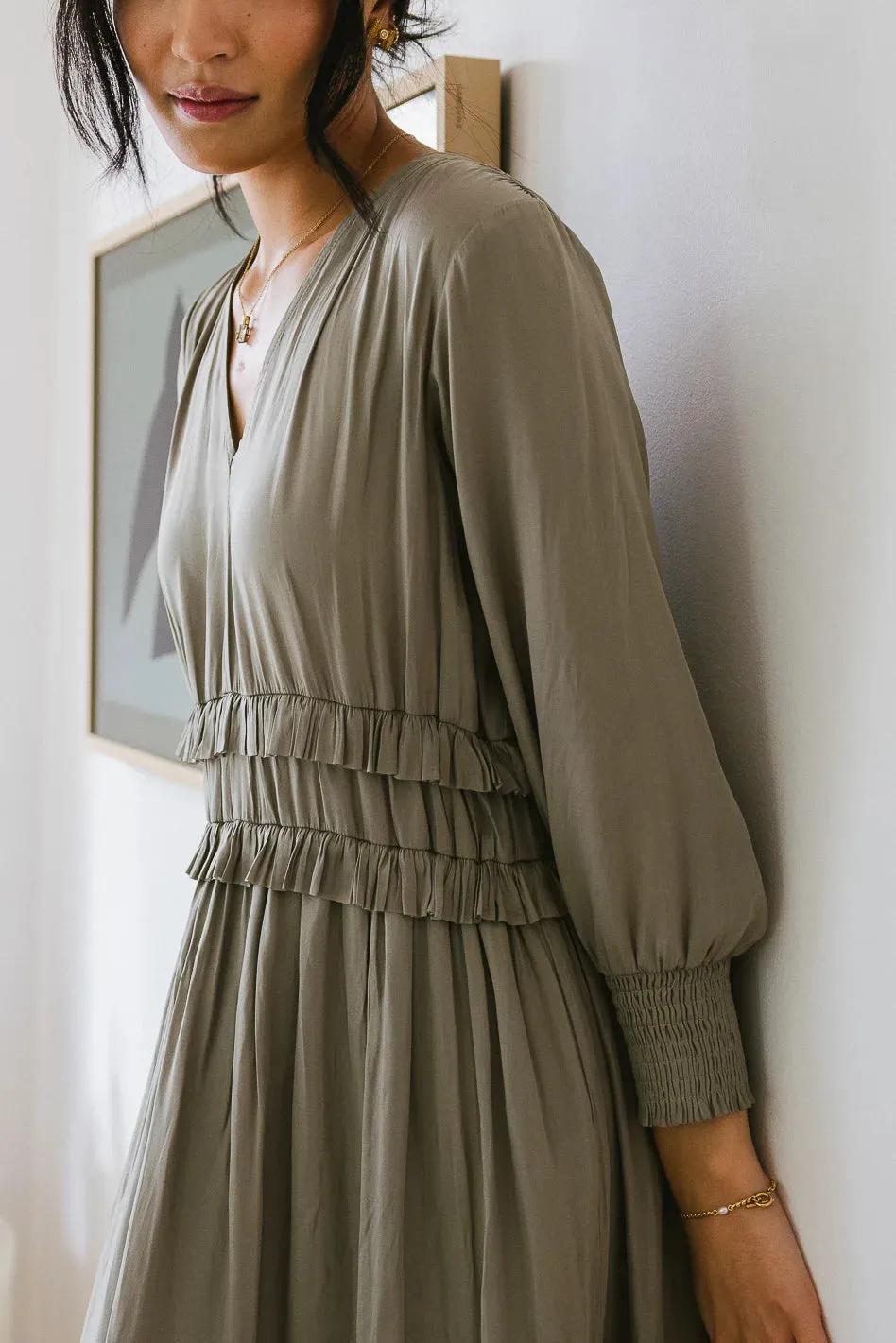 Willa Sleeved Ruffle Dress in Sage - FINAL SALE sold by bohme product image thumbnail 5