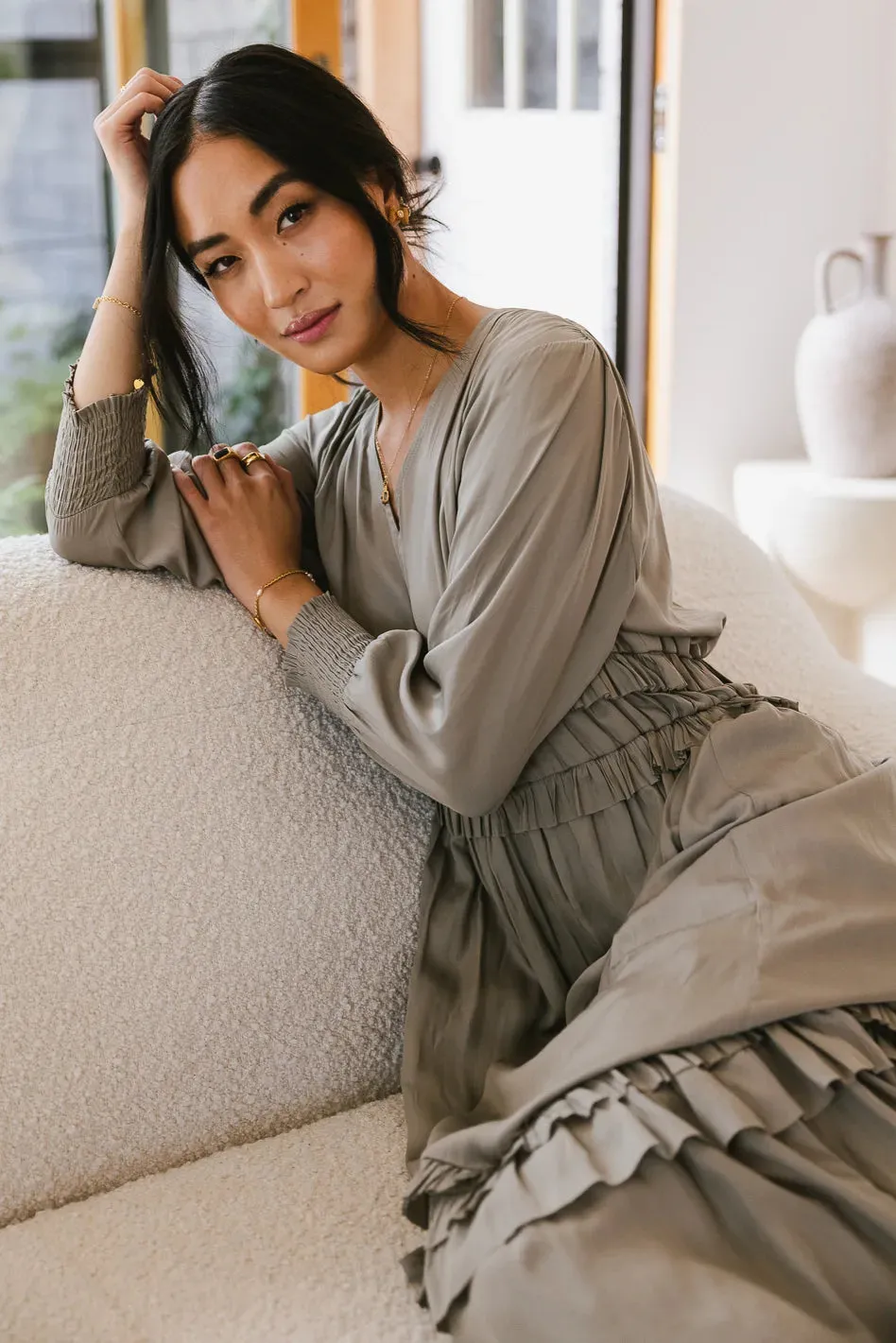 Willa Sleeved Ruffle Dress in Sage - FINAL SALE sold by bohme product image thumbnail 4