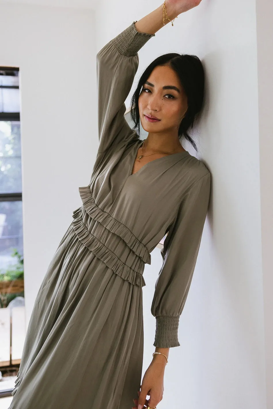 Willa Sleeved Ruffle Dress in Sage - FINAL SALE sold by bohme product image thumbnail 3