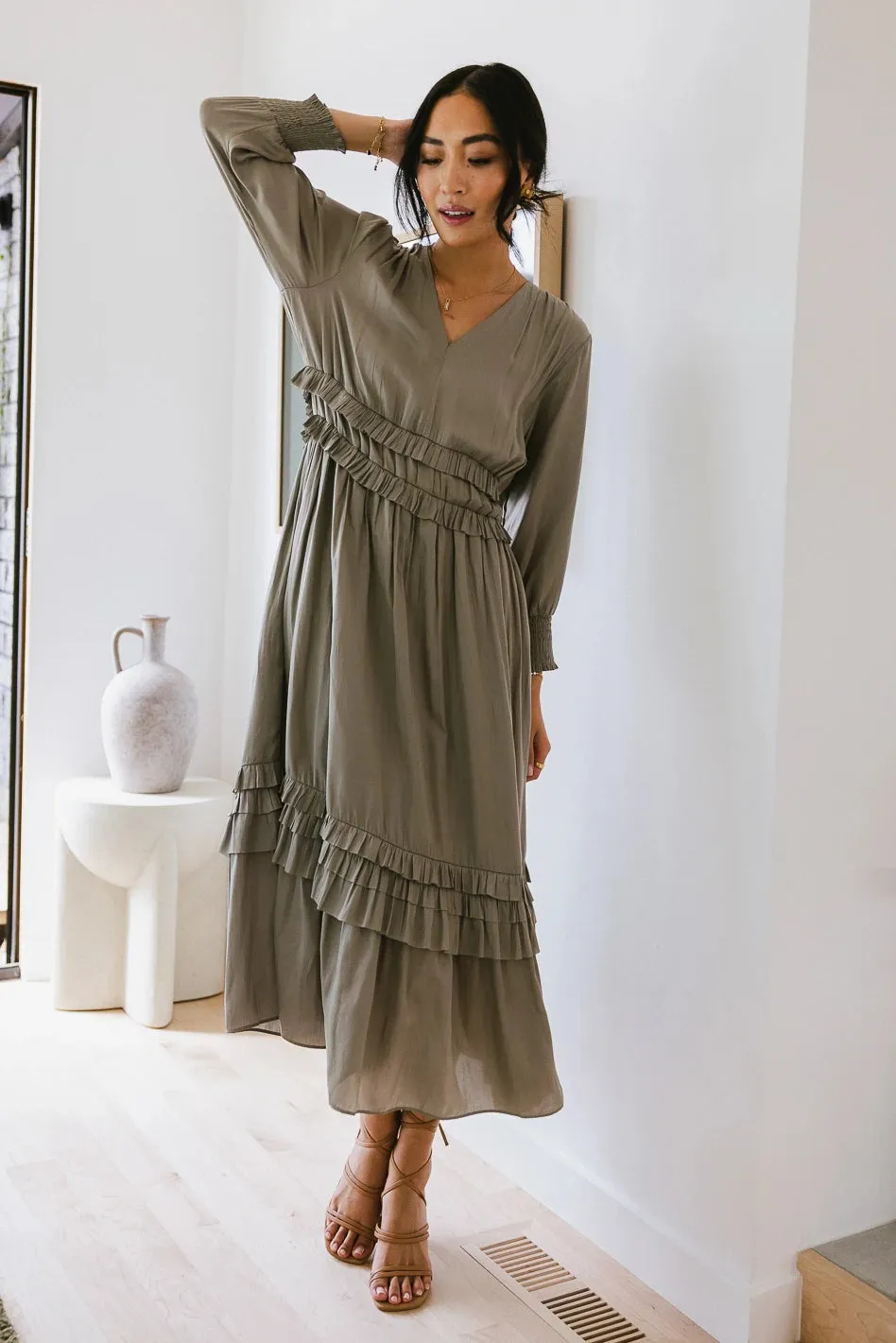 Willa Sleeved Ruffle Dress in Sage - FINAL SALE sold by bohme