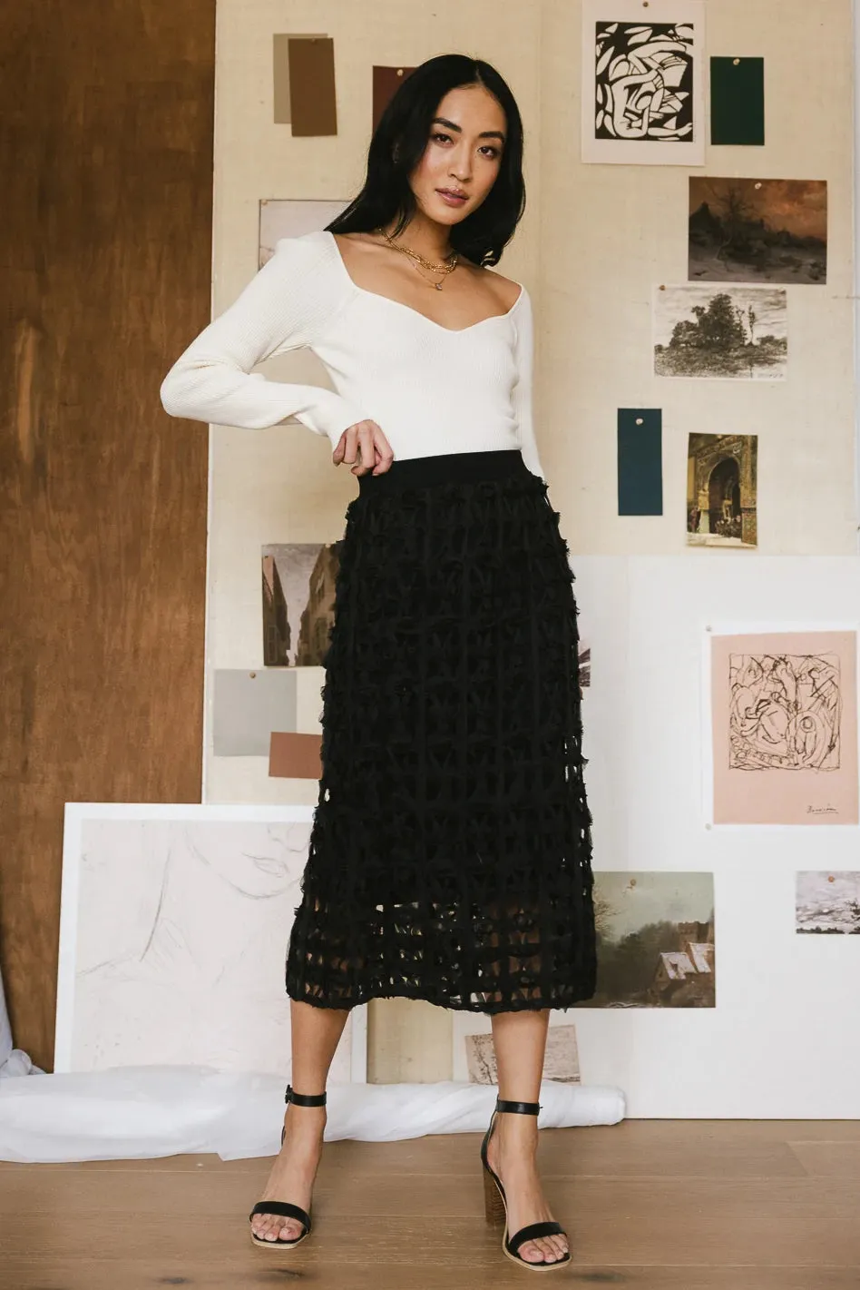 Open Cage Knit Skirt in Black - FINAL SALE sold by bohme
