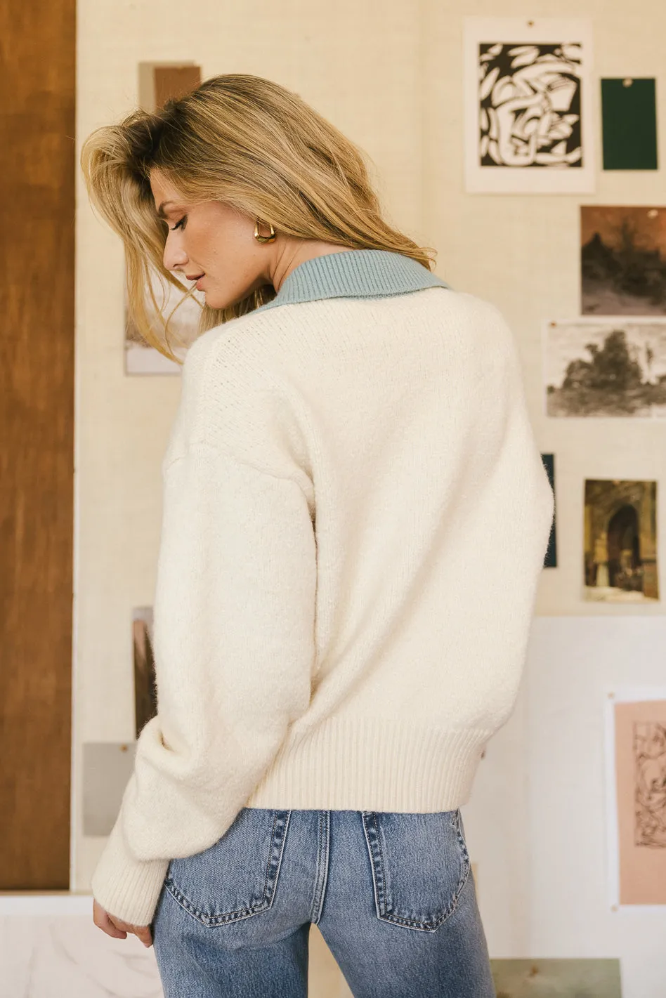 Hailey Colorblock Cardigan in Seafoam sold by bohme product image thumbnail 3