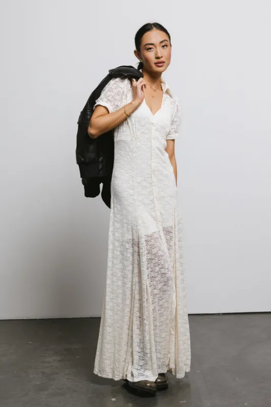Lace Button Up Dress in Cream - FINAL SALE sold by bohme