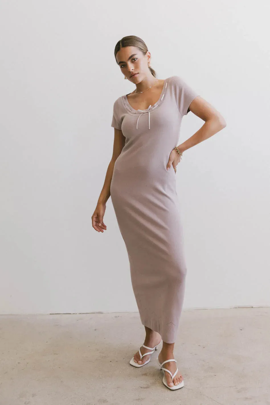 Ariah Ribbon Trim Sweater Dress in Lavender - FINAL SALE sold by bohme product image thumbnail 5